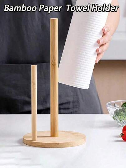 Giá đựng khăn giấy thẳng đứng bằng gỗ, giá đựng khăn giấy bằng tre - Giá đựng giấy cuộn cho nhà bếp và phòng ăn.