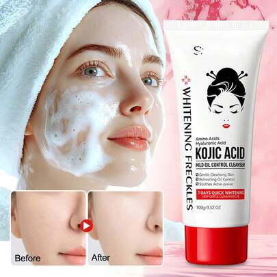 100克水杨酸温和控油洁面乳 - 保湿温和日常洁面乳，液体遇水即化为泡沫，化妆品品牌，适合女性和女孩，秋冬季节完美之选，Y2K时尚，生日、圣诞礼物、派对佳品，最佳颜色