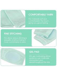 2pcs/1 Pair Gel Elbow Sleeves For Women, Soft Gel Pads For SPA Moisturizing Dry Cracked Skin Care, Cover Heel Socks Elbow Sleeves, Elbows Pads For Pain, Calloused And Reduce Wear - Green - View 3