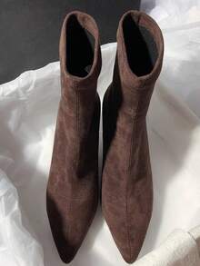 Fall/Winter Classic Skinny Boots - Timeless Suede High Heel Elastic Shaft Chunky Heel Ankle Boots