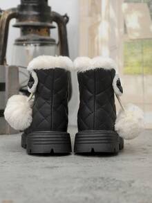 1 Pair Girls' Winter New Boots, Thick Wool Sole, Paired With Suede Boots, Princess Style Ankle Boots, Suede Snow Boots, Suitable For Winter Wear