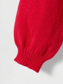 BuyK Áo cardigan len dệt kim nữ size lớn màu trơn, tay dài, chi tiết thắt nút, buộc trước, vạt mở, phong cách tối giản công sở Old Money - Đỏ - Xem 7