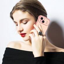 For IPhone 14 Case Wave Wavy Phone Cases With Love Heart, Luxury Plating Edge Cute Curly Shape Cover For Women Girls, Thin Slim Soft TPU Rubber Shockproof Protective Cover, Pink{"Color_name":"Pink","Size_name":"ForiPhone14-6.1inch"} - 多色20 - 查看 7