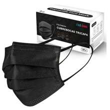 50pz cubrebocas premium  de color negro y azul  de buena calidad tapabocas de tres capas para mejor respiracion - Negro - Ver 1