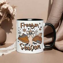 1 Halloween Themed Ceramic Mug, Coffee Cup, Tea Cup, 11 Oz And 15 Oz With "Halloween Frozen Season" Pattern, Best Halloween Gift For Friends And Family, High Temperature Resistant, Machine Washable, Halloween Decoration Gift, Seasonal Mug, Holiday Beverage Utensil, Halloween Design, Decorative Cup, High-Quality Ceramic, Durable Cup, Coffee Cup, Coffee Enthusiast, Gift Shopper - 黑色-11盎司 - 查看 6