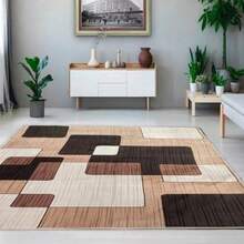 Extra Soft Velvety Geometric Flannel Living Room Rug 2.0 X 1.4 M - 米色 - 查看 3