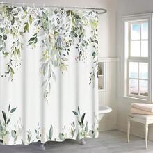Sage Green Eucalyptus Extra Long Shower Curtain, Watercolor Leaves Plant Spring Floral Waterproof Fabric Machine Washable With Hooks For Bathroom Bathtub Decor 72Wx78H{"Color_name":"GreenWhite","Size_name":"72\"Wx78\"L(Packof1)"} - 多色6 - 查看 4