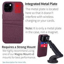14 Card Case With Built-In Metal Plate For Magnetic Mounting & 2 Card Holder Pockets: Luxe M2 Wallet, Canvas Style Synthetic Leather ( 14, Burgundy){"Size_name":"14","Color_name":"Burgundy"} - 多色7 - 查看 4