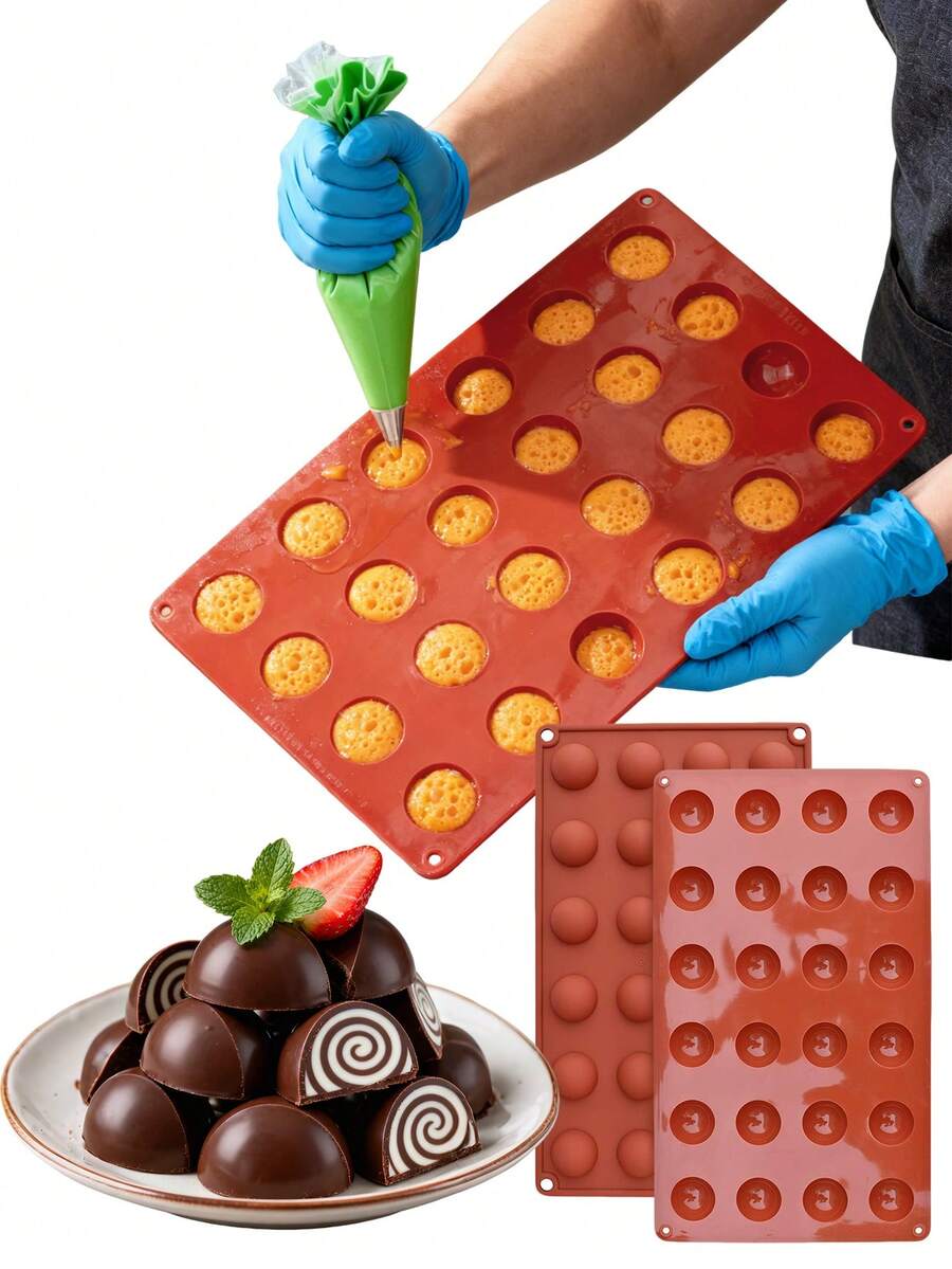 1pc Semi-Circle Silicone Cake Mold, 3D Semi-Circle Chocolate Cookie Baking Mold, Suitable For Mini Cakes, Desserts, Pastries, Kitchen Baking Tools