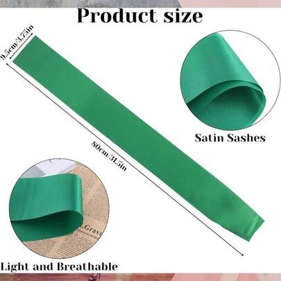 2 Pack Green Sashes Pageants Blank Satin Sashe Pageant Sashes Sashes Blank Green Sashes To Decorate Sashes, Sash Plain Green Sash Wedding Bridal Shower Birthday Party Decorations