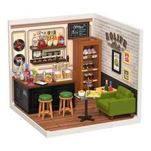 Robotime DIY Miniature House Kit Mini Dollhouse Building Toy Set Plastic Expandable Miniature House Tiny Room Making Kit With LED Light Accessories Hobby Unique Gifts Room Decoration Christmas Gifts - Coffee Brown - View 9