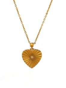 1pc Gold Heart Pendant Necklace, Minimalist Fashionable Elegant Vibe, Suitable For Daily Wear, Commute, Holidays, Gift (OPP Bag Packaging)