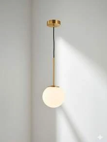 1 件现代简约时尚可调节球形吊灯，E27 插座，硬接线，适用于客厅、餐厅、卧室、陈列室、办公室，不含灯泡 - 金色 - 查看 1