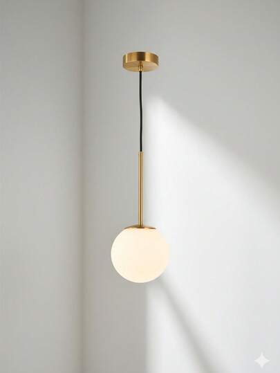 1pc Moderne Minimalist Stylish Adjustable Spherical Hang Light, E27 Socket, Hard Wired, Living Room, Dining Bedroom, Showroom, Office, Bulb Not Included