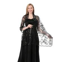 Shawls And Wraps For Evening Dresses,Women Formal 1920s Sequin Flower Sheer Shawls And Wraps For Wedding-{"Color_name":"Black"} - Black - View 3