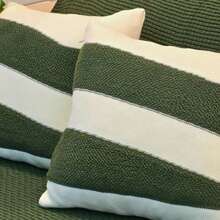 Sofa Armchair Knitting Blanket Kit 150x100cm Siena Decorative Living Room + 2 Cushion Covers 45X45cm - 橄欖綠和沙色 - 查看 7