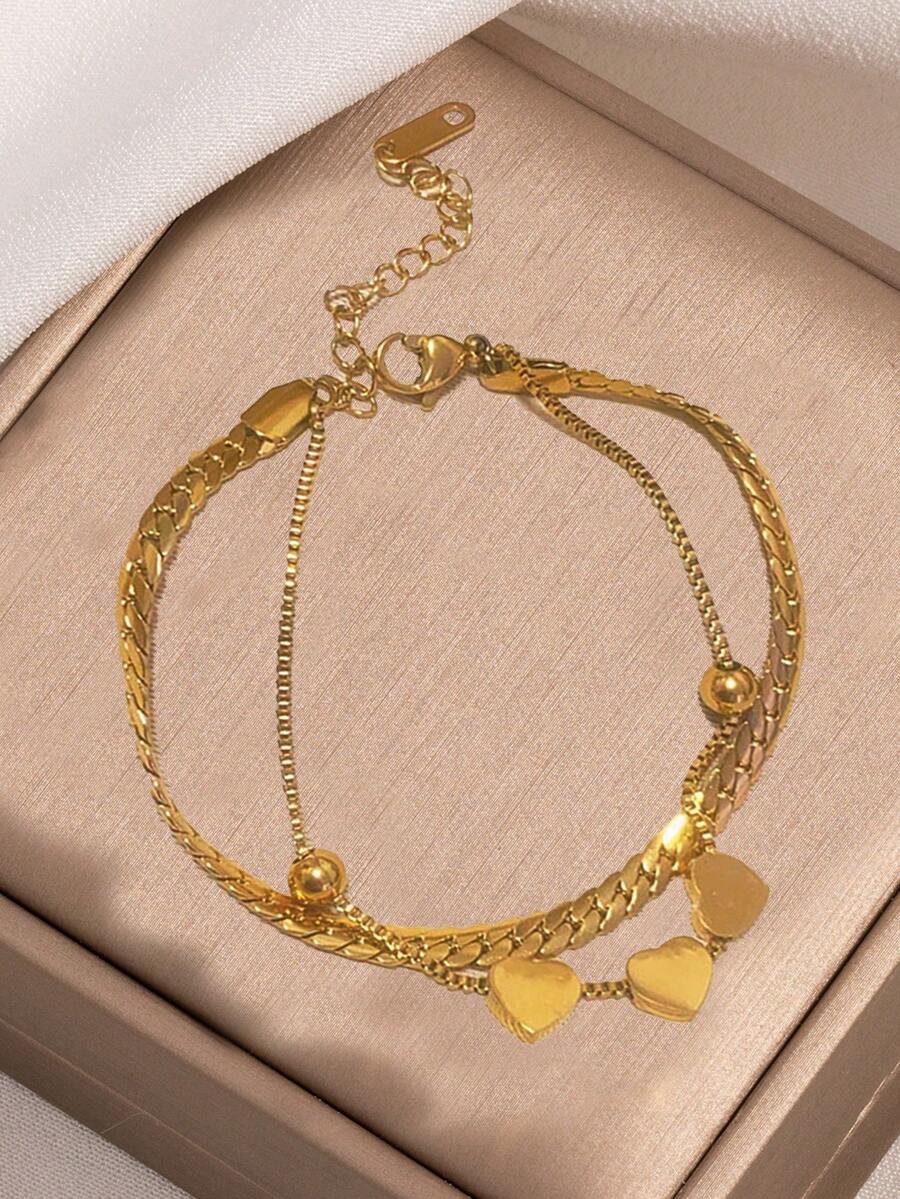 1 chiếc vòng tay kiểu dáng nhiều lớp thời trang , được giới trẻ ưa chuộng. - Vòng tay trái tim - Xem 1