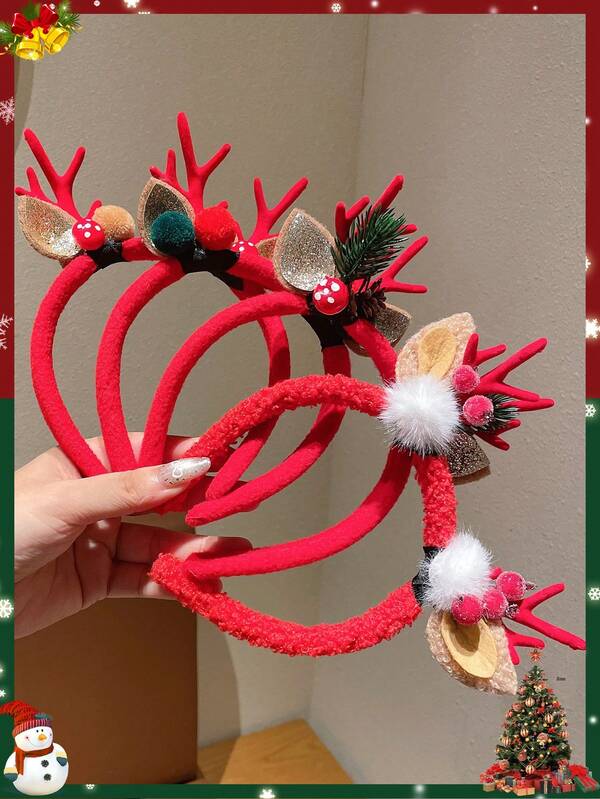 2 piezas Diadema con cuernos de reno lindos de Navidad, única y adorable, adecuada para fiestas navideñas, mejora el ambiente del atuendo festivo, recomendada como accesorio de regalo, belleza, diadema para el cabello