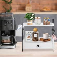 Coffee Bar Accessories And Organizer Countertop, Coffee Station Organizer Kitchen Counter Shelf Organizer, Coffee Condiment Storage, Cup Lid Holder Countertop Shelf For Bathroom, Home Decor, Party & Christmas Storage - 白色 - 查看 4