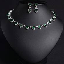 3pcs/Set Silver/Pink/Red Color Cubic Zirconia Inlaid Heart Shaped Earrings, Necklace, Jewelry Set, Suitable For Women's Holiday/Party/Banquet Wear, Women's Fashion Jewelry, Jewelry Set, Gift