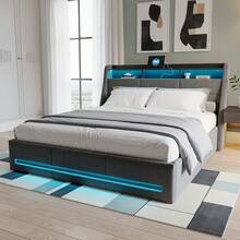 Storage Bed 140x190/140x200/160x200, Upholstered Bed 140x190/140x200/160x200, Double Bed With Slatted Frame, Adult Bed, Youth Bed With Storage Space, Hydraulically Adjustable Upholstered Bed, Linen, Grey - Xám - Xem 14