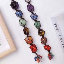 1PC Natural Chakra Pendant Tumbled Healing Stone Car Pendant Yoga Chakra Energy Gem Decoration Fathers Dad - 脈輪 - 查看 2