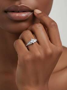 1 pieza Anillo de boda para mujer, 2.1g de plata esterlina 925, 1 quilate de moissanita, estilo bohemio y de palacio, regalo de compromiso, propuesta de matrimonio, aniversario, Día de San Valentín, incluye certificado de moissanita y elegante caja de regalo - Plateado - Ver 3