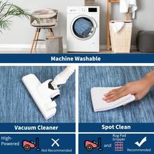 Kitchen Modern Simple Home Decor Area Rug Thin Low Pile Washable Carpet Soft Non Shedding Bordered Floorcover Easy To Clean Non Slip Entrance Runner Rug Stain Resistant Printed Mat Throw Rug For Hallway Bathroom Bedroom Dinning Room Laundry Living Room - 灰藍色 - 查看 6