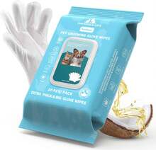 Funfawn Pet Cleaning Glove Wipes For Dogs &Amp; Cats - Extra Thick Hypoallergenic Deodorizing Pet Bathing Wipes - Rinse Free Grooming Wipes For Pet Daily Care And Traveling - Unscented, 20 Pcs