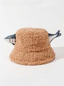 1pc New Salted Fish-Shaped Fisherman Hats, New Cartoon Cute Hats For Men And Women In Autumn And Winter, Warm, Fashionable And Funny Basin Hats, Suitable For Outdoor Gatherings