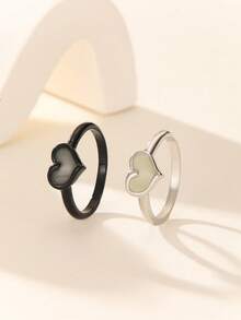 ATLVXJL Bộ 2 chiếc nhẫn đôi/nhẫn tình bạn hình trái tim phát sáng trong bóng tối, thích hợp để đeo hàng ngày và làm quà tặng ngày Valentine. - Nhiều màu - Xem 8