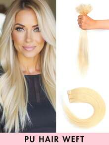 Seamless Invisible Tape-In Human Hair Extensions - No Glue, Natural Straight Hair, 12-20 Inches, Salon Quality