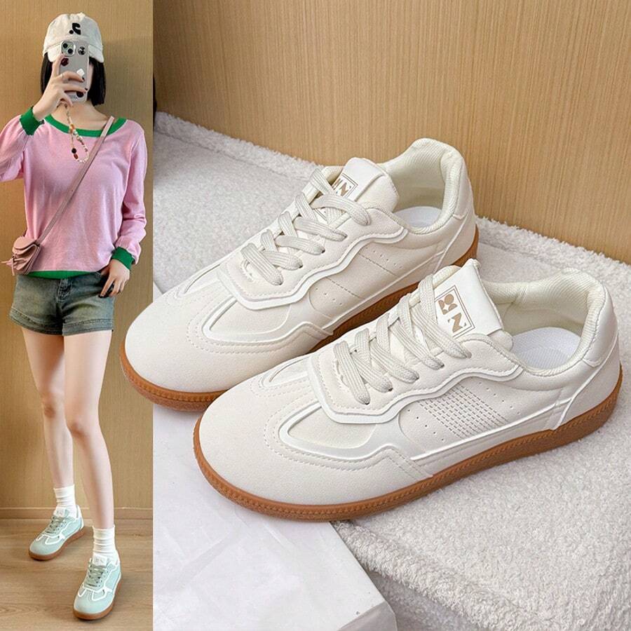 Baskets Grises Femme Taille 6 – Sans Marque – Semelle Intérieure à Rayures – Occasion