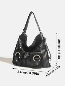 Geantă de damă nouă, rucsac multifuncțional din piele moale, stil motociclist, elegant, cu buzunar cu fermoar, capacitate mare Y2K punk