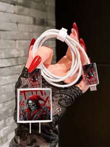 4pcs/Set Transparent Horror Skeleton Style Protector Case Compatible With Apple Data Cable, Suitable For IPhone 18-20W Charger, Anti-Breakage And Anti-Scratch