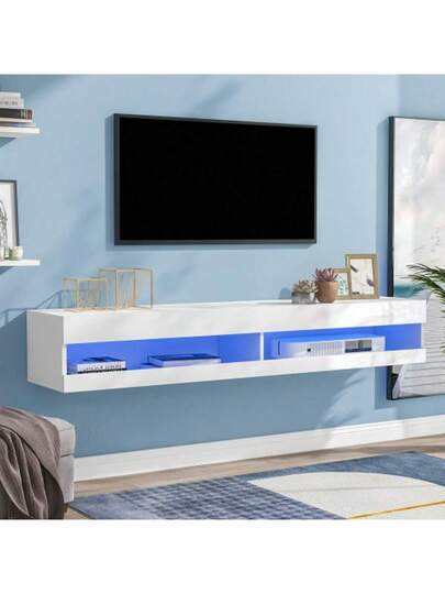 LED TV Cabinet, Wit Low Cabinet Lighting, High Quality Plenty Of Storage Space Your Living Room 140x40x30.5cm view 4