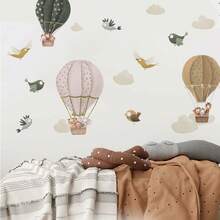 卡通大象动物热气球儿童房幼儿园墙壁装饰墙贴批发墙面装饰，贴纸，墙贴，乙烯基贴花用于家庭装饰，春季装饰物品刷新您的家，节日装饰贴纸礼物生日毕业 - 彩色 - 查看 7