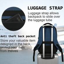 UKEIN Laptop Backpack With USB Charging&Headphone Port,Anti-Theft Business Backpack With Padded Shoulder Strap, Computer Rucksack For School/Work/Travel - 藍色 - 查看 6