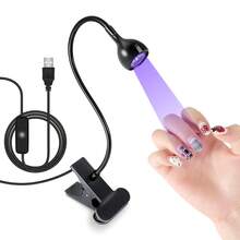 LIMEGIRL 1个LED UV美甲灯，用于固化凝胶指甲油，夹式柔性桌面迷你USB美甲灯，便携式美甲烘干机，美甲沙龙工具，带夹子的小型美甲灯，可弯曲，高度灵活，USB供电，一键启动 - 彩色 - 查看 13