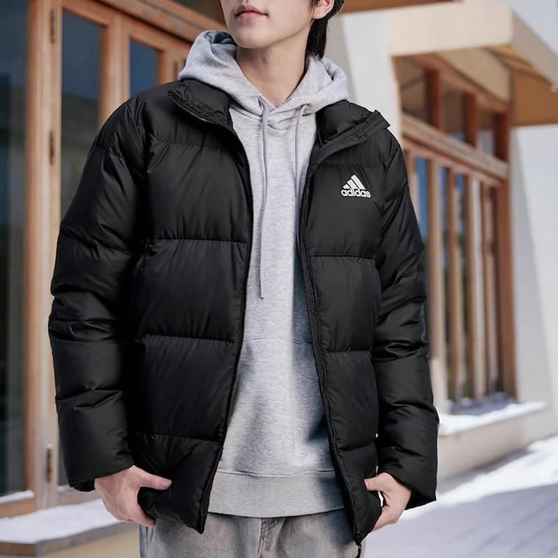 Adidas Men's Down Jacket, New 2026 Basic Warm Windproof Stand Collar Jacket KF8760