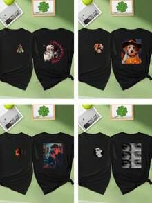 Customizable Women's Short Sleeve T-Shirt - Personalized Double-Sided Design, Casual Crew Neck, Perfect For Casual Attire Or Special Occasions, Custom T Shirt