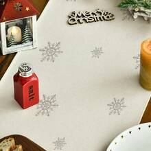 1pc Red Truck & Tree Design Christmas Table Runner, Suitable For Winter Kitchen, Dining Table Decor, Home Gathering Decoration