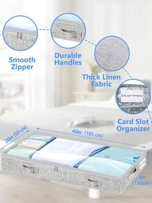 Low Profile Under Bed Storage, 3-Inch High Foldable Underbed Storage Bins With Lid & Zipper, No Structure, Super Slim Clothes Organizer For  Dorm Couch Low Bed, 2-Pack, Clear Top,23182848 - Đỏ và trắng - Xem 5