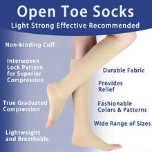 1 Pair Unisex Knee-High Compression Socks 40-60% Graduated Compression (Calf To Thigh) Suitable For Running - Multicolor - View 5