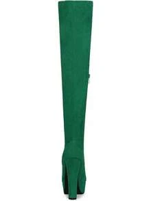 Platform Chunky Heel Over The Knee Thigh High Boots For Womenhalloween - Green - View 3