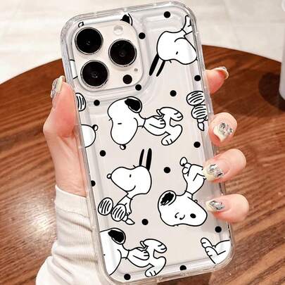SNOOPY 1个可爱史努比图案，带气囊透明防摔手机保护壳，TPU材质，适合作为节日礼物，兼容苹果XS/XS Max/XR/11 12 13 14 15 16 Pro/Pro Max/14 15 16 Plus/17，男女通用，也兼容三星手机。