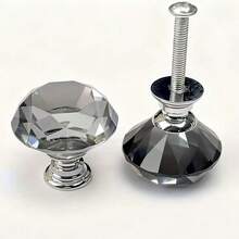 10 Stücke graue Kristall Schrankhgriffe, Küchenschrank Türknöpfe, Kommode Schublade Kristall Glas graue Griffe, Möbelbeschläge, für Badezimmer, Kommode und Kleiderschranktüren