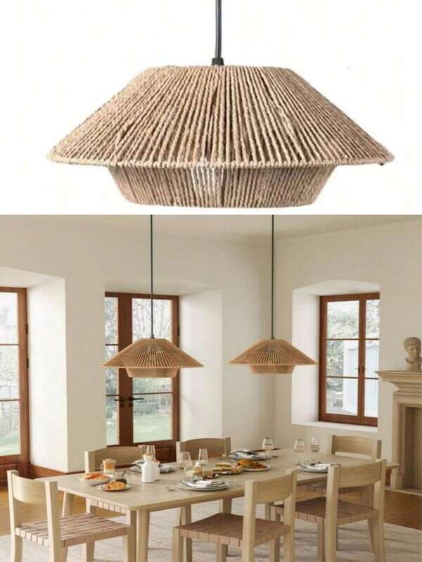 1 pieza Pantalla de lámpara de cesta de mimbre, pantalla de lámpara de rama de ratán tejida estilo bohemio, pantalla de lámpara de mimbre natural, pantalla de lámpara tejida a mano, pantalla de lámpara con forma de cabaña, adecuada para lámpara de pie, lámpara colgante, araña, lámpara de mesa, lámpara de pared, perfecta para el hogar, sala de estar, dormitorio, cocina, pasillo, cafetería, restaurante, bar de música, exterior, baño, vacaciones, Navidad, regalo