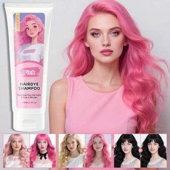 100ml Tinte de pelo morado + rosa, champú tinte de pelo, tinte de pelo, tratamiento de bloqueo de color, ingredientes de plantas naturales, suave y no irritante, apto para todo tipo de cabello, gran regalo, fácil de usar