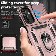 粉色，兼容三星Galaxy A55 A36 A26 A16 A54 A34 A14 A15 A05 5G手机壳，带滑动摄像头盖和内置360°旋转指环支架，磁吸式防震设计，也适用于Galaxy S25 S24 S23 S22 S21 S20 Plus Ultra FE，国际版，非国内版。 - 玫瑰金 - 查看 3